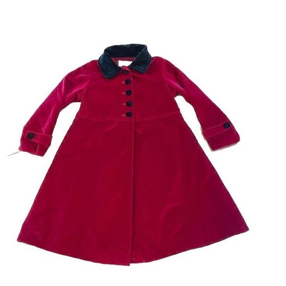 Vintage Strasburg Girls Preppy Velour Coat Size 5 Christmas Holiday Excellent